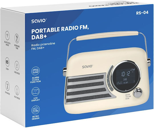 Savio RS-04 Tragbares Radio Batteriebetrieb DAB+ mit Bluetooth und USB Weiß