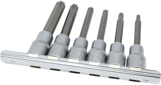 Rockforce Комплект Ключови Гайки-Bit Torx 1/2'' 6 Бройки T30-T60 Дължина 100мм
