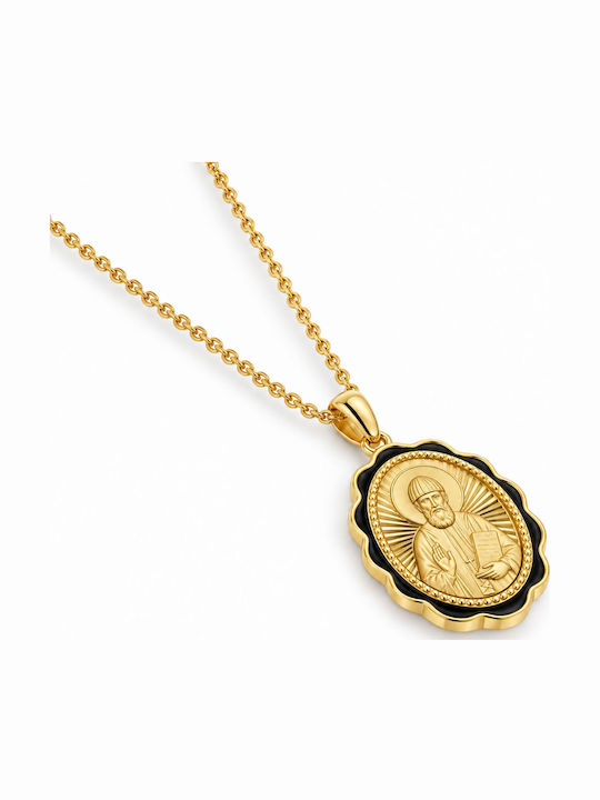 Ulysses Silver Pendant “Saint Paisios” Silver 925 14k Gold Plating Enamel Chain Gold Plated Silver 925