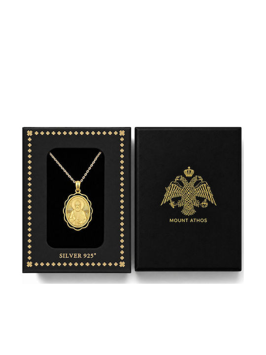Ulysses Silver Pendant “Saint Paisios” Silver 925 14k Gold Plating Enamel Chain Gold Plated Silver 925