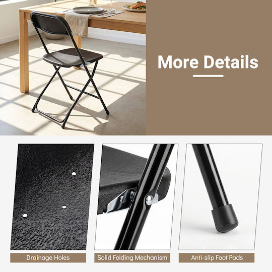 Metal Foldable Black Dining Chair 97.5x44x