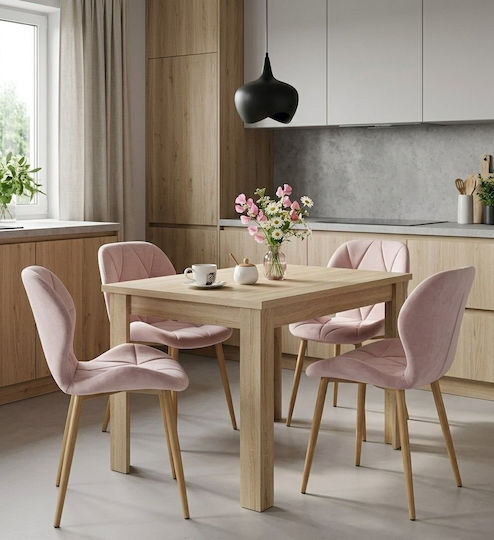 Velvet Dining Chair Light Pink 52x47x46cm