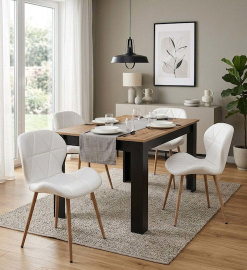 Dining Chair with Artificial Leather Upholstery White 52x47x46cm