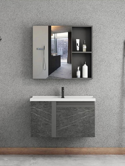 Polihome Waschtisch mit Waschbecken & Spiegel Gkri