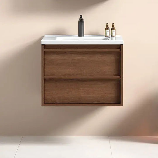 Martin Badezimmer Waschtisch-Einheit mit Waschbecken M60xB49xH46cm Holz Braun