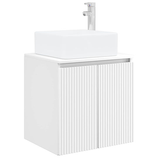 vidaXL Badezimmer Waschtisch-Einheit mit Waschbecken, Spiegel & Spalte M100xB15.5xH70cm Weiß