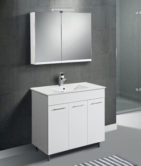 Mabo Apia Unitate De Mobilier Pentru Baie Cu Chiuvetă Și Oglindă Laccato Matt