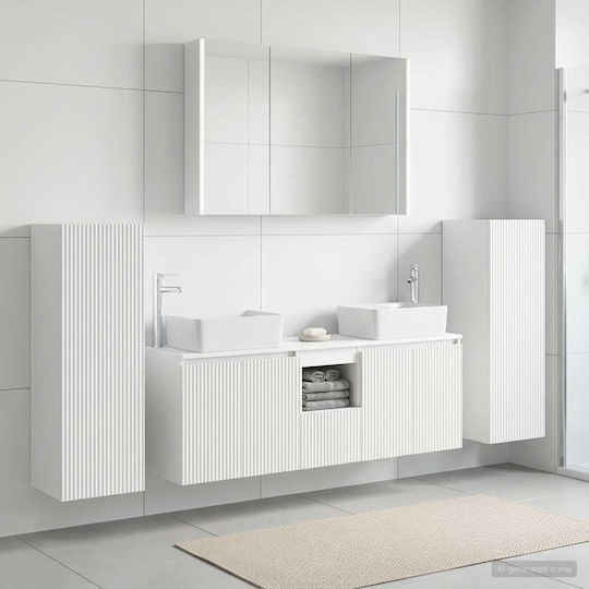 vidaXL Πάγκος με Νιπτήρα, Καθρέπτη & Στήλη Μ100xΒ15.5xΥ70cm Λευκό