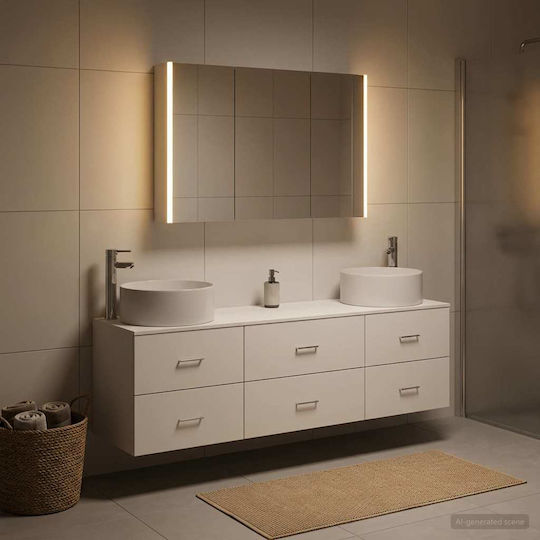 vidaXL Πάγκος με Νιπτήρα & Καθρέπτη Μ49.5xΒ44.5xΥ65.5cm Λευκό