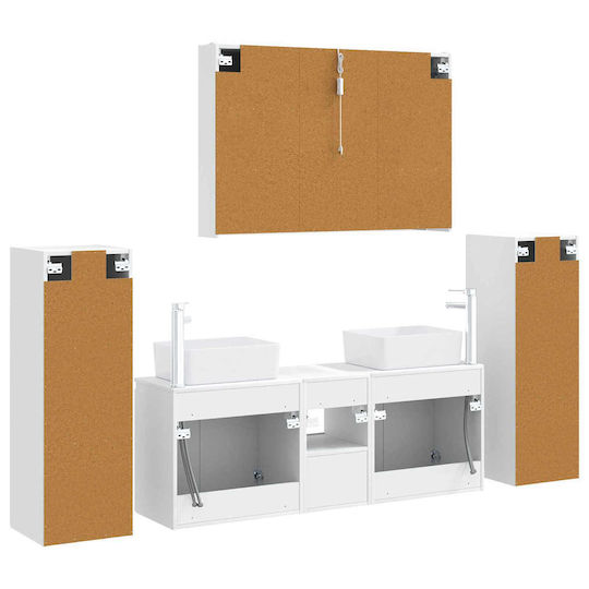 vidaXL Pangă Cu Lavoar Oglindă și Coloană M100xA15.5xÎ70cm Alb