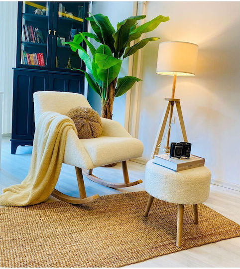 Ergonomică Scaun De Relaxare Living Bază Curbată Lemn Alb 60x65x45 Cm