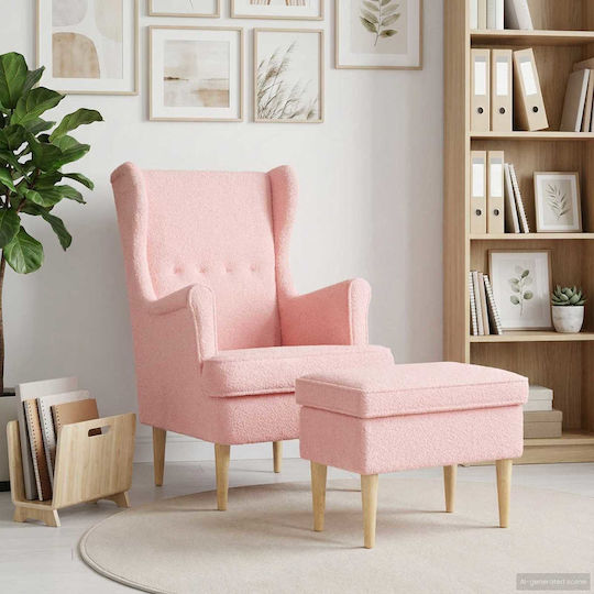 Πολυθρόνα με Υποπόδιο 65x57x100cm Ροζ Πολυθρόνα με Υποπόδιο 65x57x100cm Ροζ