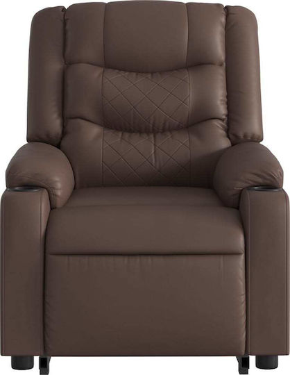 Πολυθρόνα Relax Massage με Υποπόδιο από Δερματίνη Καφέ 77x93x99cm