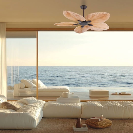 Zambelis Lights Ventilator De Tavan 132cm Bej / Negru