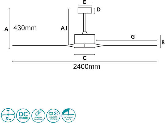 Faro Barcelona Kauai XXL Deckenventilator 240cm Braune/Pine