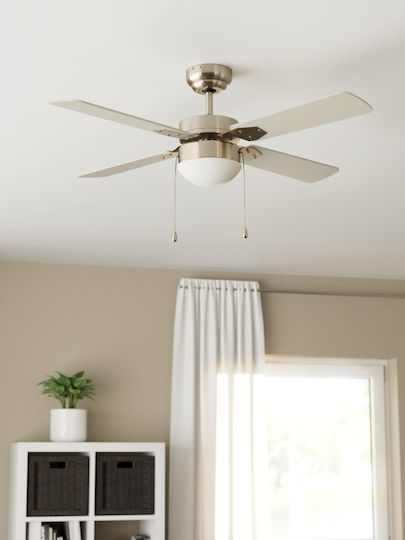 Eglo Gelsina Deckenventilator 107cm mit Silber Leuchte