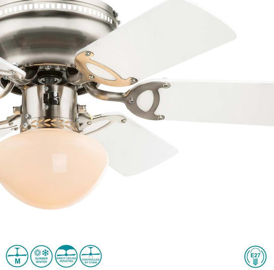 Globo Lighting UGO Ανεμιστήρας Οροφής 76cm με Φως Ασημί
