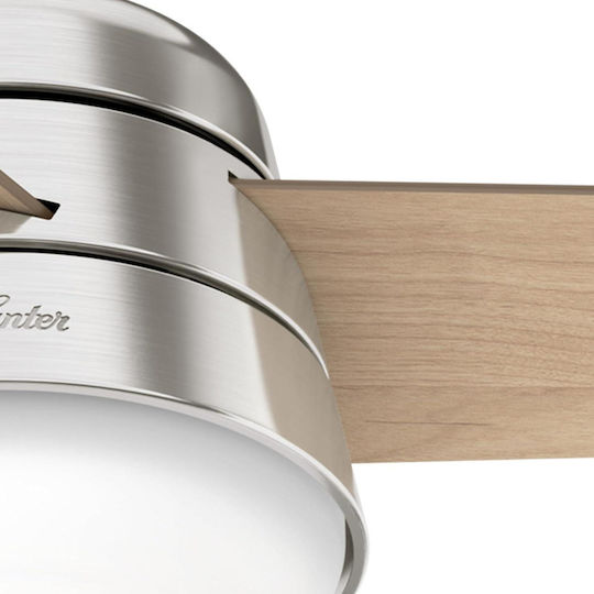 Hunter Finley Ceiling Fan 91cm With Light Brushed Chrome