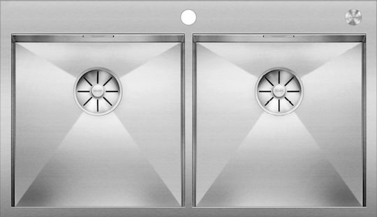 Blanco Zerox 400 400-in Drop-In Kitchen Sink Inox Satin Finish Silver 88.5x51cm
