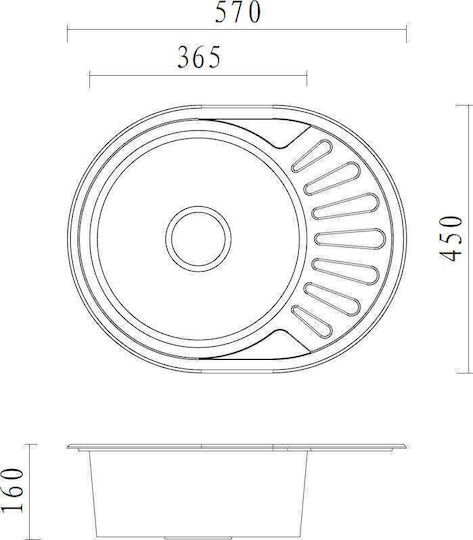 Steiner Ένθετος Νεροχύτης Inox ΜxΠ Γκρι