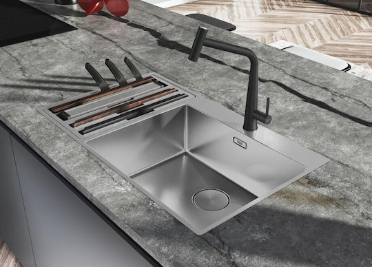 Franke Box Center Bwx 220-54-27 Вграден Кухненски Мивка Вдясно Inox Гладко (Сатенено Покритие) Дължина 86xШирина 51см Сребрист
