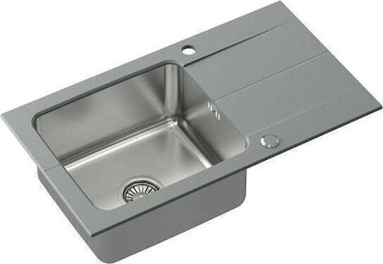 Steiner Steiner Edward 111 Drop-In Küchenspüle aus Flüssigem Granit mit Wasserhahn M78xB44cm Graues