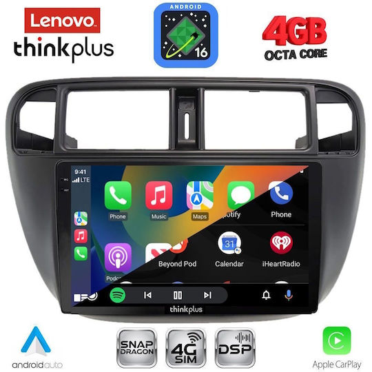Lenovo Автомобилна Аудио Система за Honda Civic 1995-2001 с A/C (Bluetooth/USB/Вграден Wi-Fi/GPS/Apple CarPlay/Android Auto) с Touch Screen 9"
