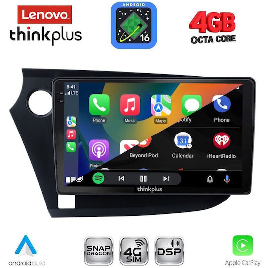 Lenovo Автомобилна Аудио Система за Honda Insight 2009-2014 (Bluetooth/USB/Вграден Wi-Fi/GPS/Apple CarPlay/Android Auto) с Touch Screen 9"
