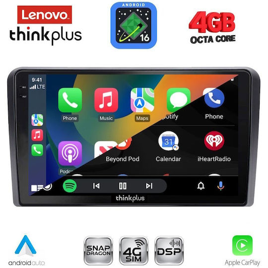 Lenovo Автомобилна Аудио Система За Kia Sportage 2004-2010 С Клима+Климатик (Bluetooth/USB/Вграден Wi-Fi/GPS/Apple CarPlay/Android Auto) С Touch Screen 9"