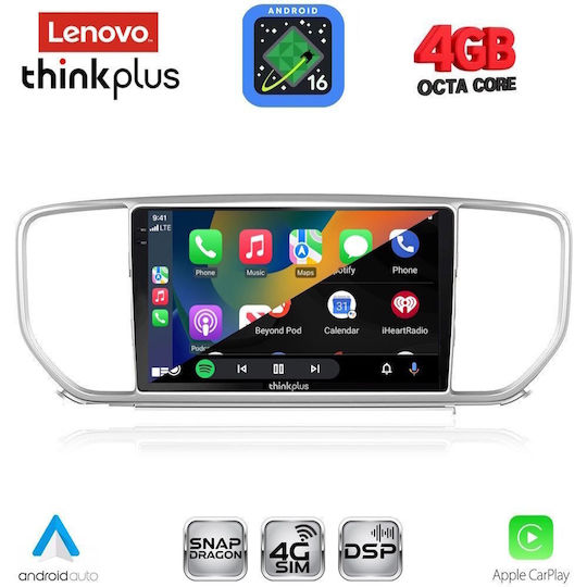 Lenovo Автомобилна Аудио Система за Kia Sportage 2018-2021 (Bluetooth/USB/Вграден Wi-Fi/GPS/Apple CarPlay/Android Auto) с Touch Screen 9"