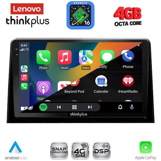 Lenovo Автомобилна Аудио Система за Peugeot Partner Opel Combo Fiat Doblo Toyota Proace Citroen Berlingo (Bluetooth/USB/WiFi/GPS/Apple CarPlay/Android Auto) с Touch Screen 10"