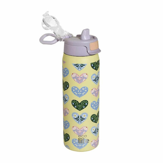 Ecolife Sticlă Termos Oțel Inoxidabil Fără BPA 650ml Ecolife Blossom Hearts Thermos