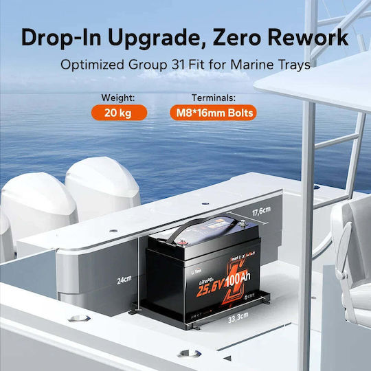 Litime 24v 100ah Xtra Mini Lifepo4 Battery Bluetooth Trolling Motors 70–100 Lbs