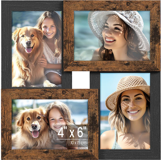 Songmics Wall-mounted Wooden Photo Frame with Brown Frame