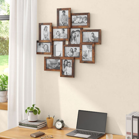 Songmics Wooden Wall Photo Frame with Brown Frame