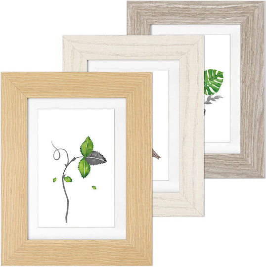 Songmics Wall Mounted Wooden Photo Frame with Beige Frame 3 Pieces