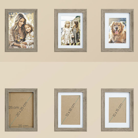 Songmics Wall Mounted Wooden Photo Frame with Brown Frame 10 Pieces