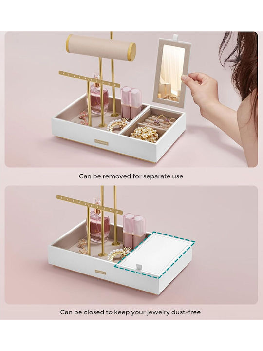 Songmics Jewellery Stand Metallic with Mirror Gold 27x17x29cm