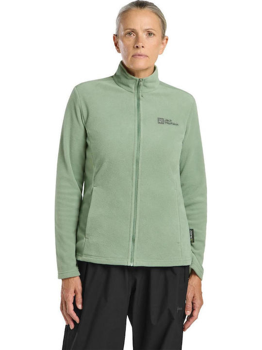 Fleece Cardigan Pentru Femei Cu Fermoar Verde