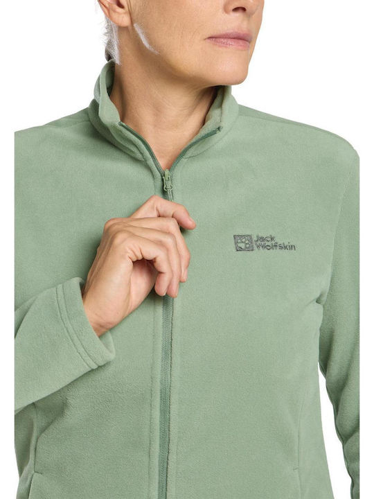 Fleece Cardigan Pentru Femei Cu Fermoar Verde