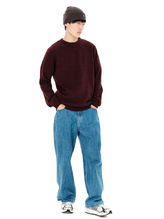 Herrenblusen Burgundischer Rundhalsausschnitt Casual Stil