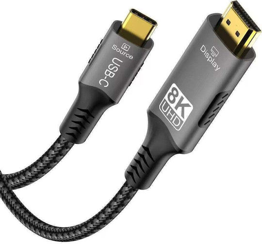 PremiumCord HDMI male - USB-C male Cable 2m Black