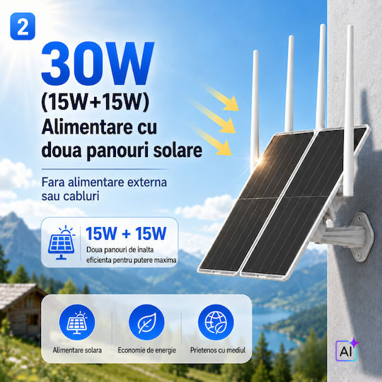 Extensor WiFi Solar de Exterior Acoperire 300 Metri Gamă Panou Solar Dual 30w Baterie 30000mah Bandă Dublă 2.4ghz 5ghz Ip Camere de Supraveghere
