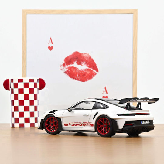 Model Mașină Porsche 911 GT3 RS Weissach Pack 2022 Alb Roșu Pyro Scara 1:18 Norev