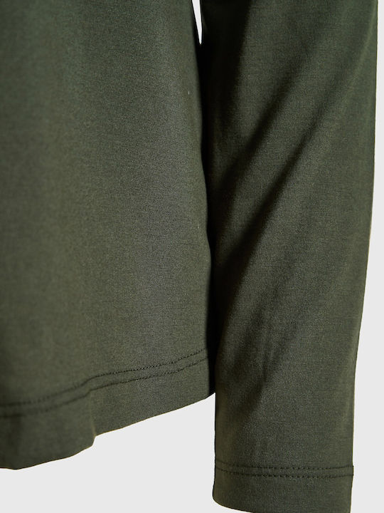 Damen Bluse Langärmelig mit V-Ausschnitt Khaki