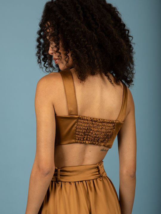 Damen Bluse Korsett Bronze