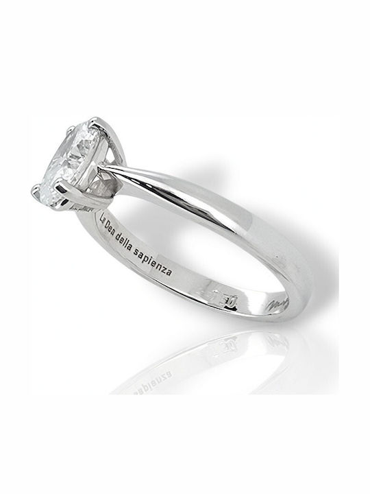 Mentzos Einzelner Steine Ring aus Weißgold 18K mit Diamant