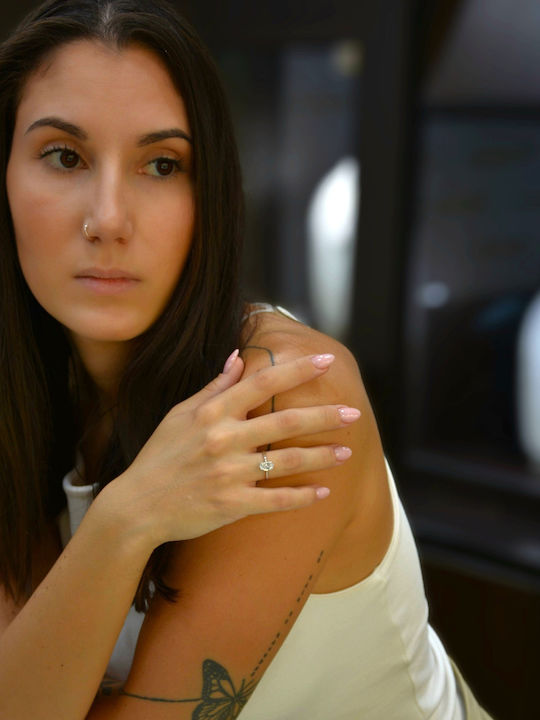Mentzos Einzelner Steine Ring aus Weißgold 18K mit Diamant