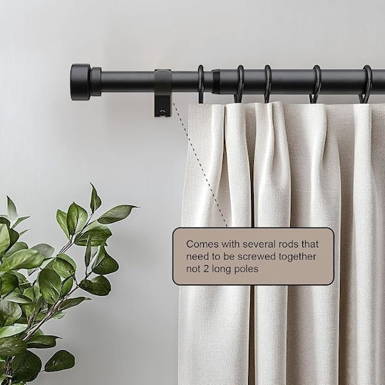 Bară Pliabilă Metalică Pentru Perdele Home Single 76-325 cm Neagră Bară Pliabilă Metalică Pentru Perdele Home Single 76-325 cm Neagră