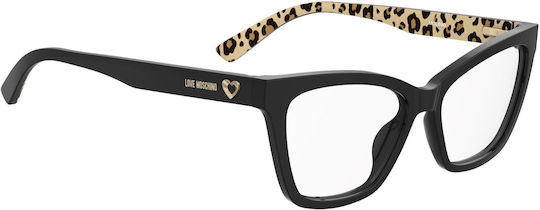 Moschino Moschino Γυναικείος Κοκκάλινος Brillengestelle mit Rezept Πεταλούδα Μαύρος MOL690 807